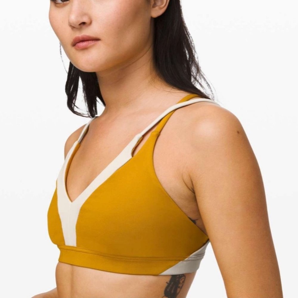 Lululemon New Ambition Sports Bra in Fools Gold Yellow / Light Ivory Size 4 - Picture 4 of 9